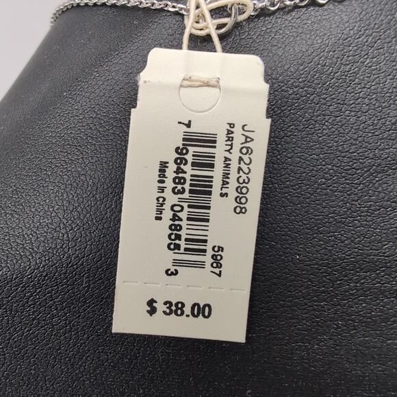 Fossil Brand Bird Owl Pendant Necklace Pave 2 Tone Jewelry Party Animal NEW NWT - Picture 5 of 9